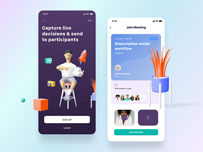 Meeting App 2 cards clean ios minimal ui ux