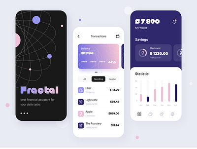 Fractal online banking - Mobile app application arounda balance banking concept figma fintech interface mobile notification payment platform product design saas sketch startup statistic transaction ui ux