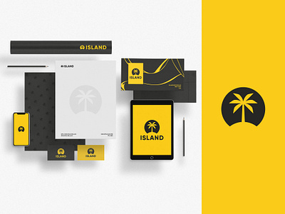 Island Records Stationary brand branding design graphic design island island logo logo logodesign logotype music industry music logo stationary thunderdistrictstudio