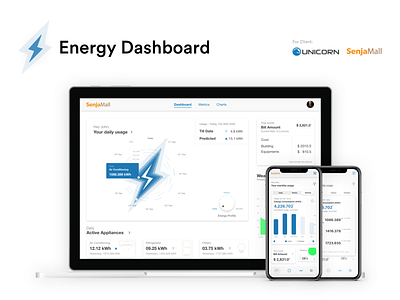 Energy Dashboard app branding design flat typography ui ux vector web