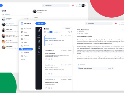 Student Portal Communication card cards ui chat collage communication crm dashboard dashboard ui email minimal portal student study task teacher ui design ux web whitespace wireframing