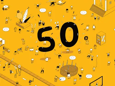 Cog's 50th character cog design dales bits funny humour illustration tiny people