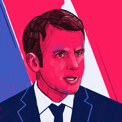 Emmanuel Macron character editorial face flat france illustration illustrator people political portrait portrait art portrait illustration portrait painting president