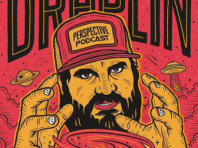 Aaron Draplin Portrait Illustration Perspective Podcast Art branding design hand lettering illustration lettering podcast podcast art portrait art portrait illustration procreate procreate art typography