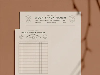Wolf Track Ranch Stationary billhead land letterhead ranch saddle scroll stationary