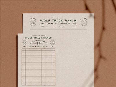 Wolf Track Ranch Stationary billhead land letterhead ranch saddle scroll stationary