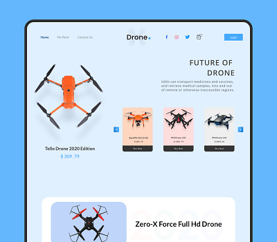 Future of drones - Drone-X 2020 2d app blue branding design dribbble drone drones future drone illustration interaction design minimal shop ui shopify store ui ui design ux web design website