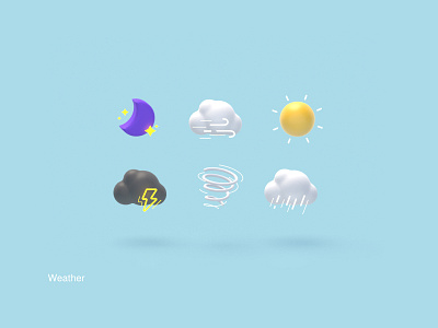 Weather 3d cinema 4d cinema 4d cinema4d icon icon set icons iconset illustration ios ui weather weather app weather icon