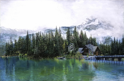 Emerald lake art artist artwork concept art contemporary art contemporaryart contemporaryillustration design oil on canvas oil paint oil painting paint painting