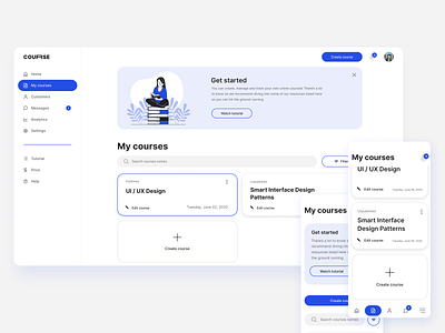 Course creation dashboard coach course dashboard desktop education mobile teaching ui design ux design