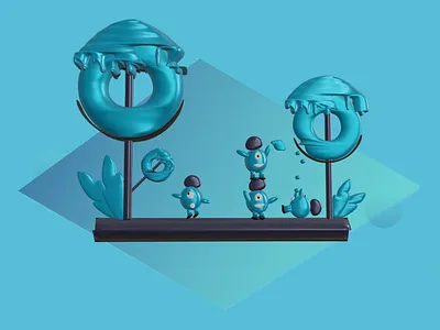 MONSTER PLAY WITH CAKE | 3D ILLUSTRAION 3d 3d illustration blender creative design hot illustration illustrator ui ux