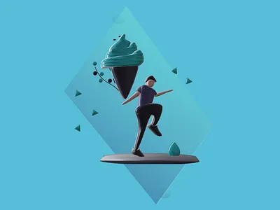 ICECREAM 3D ILLUSTRAION | BAKER SHOP WEBSITE 3d 3d illustration blender branding creative design hot illustration illustrator ux