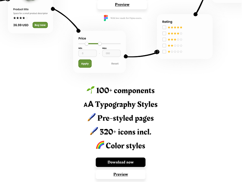 Figma - eCommerce template buttons design system ecommerce figma figma design figmadesign freebie icons iconset input select ui uikit