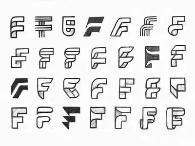 F Letter Exploration 2d branding design exploration f flat graphic icon letter letterform logo logotype mark minimalistic monogram negative space process sketch symbol vector