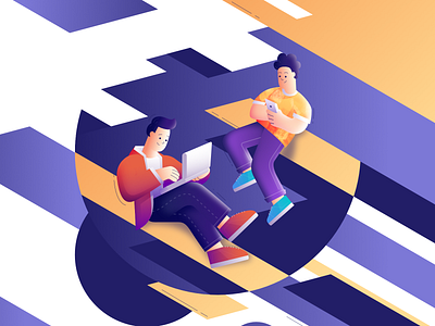 People in internet affinity affinitydesigner blue design designer illustration orange vector webillustration
