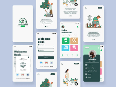 Hab farm App app design illustration minimal ui ux