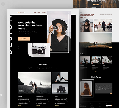 Photography Landing Page 2020 trend design homepage landing page model photography photography photography blog photography landing page photography nature photography portfolio photography web photography website typography ui user experience ux vector website website design wedding photography
