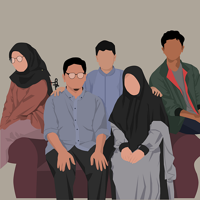 Family faceless family portrait illustration potrait