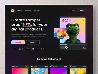 NFT Marketplace Website Design blockchain color design digital nft ehterium gradient illustration marketplace nft platform token ui website design