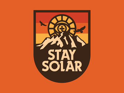 Stay Solar apparel branding design flat hiking icon illustration mountain outdoors retro vector