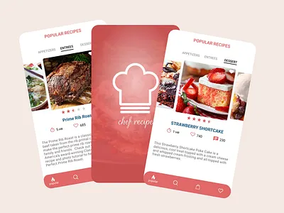 recipes app app design appetizer chef hat clean colors design desserts figma food food app fooddesign logo mobile recipe app recipes style ui ui ux