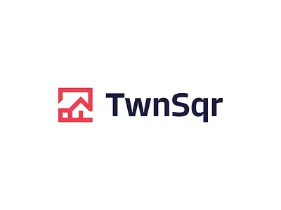 TwnSqr bold city creative cube home house logo negative space real estate realty simple square town square