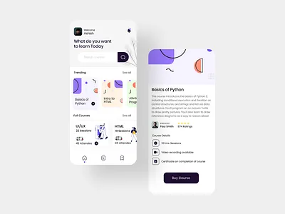 Online Education course app 2020trends android app design app app design design figma figmaresource ios minimal mobiledesign online course ui uiux ux webdesigning xd design