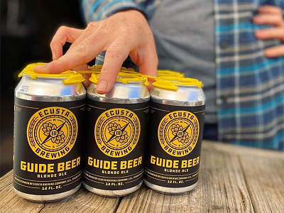 Ecusta Brewing Guide Beer app state badge beer black can guide label nc outdoors yellow