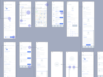 Wireframes for Baby Sitter App babysitter child care flow map mobile mockup profile social ux wireframe