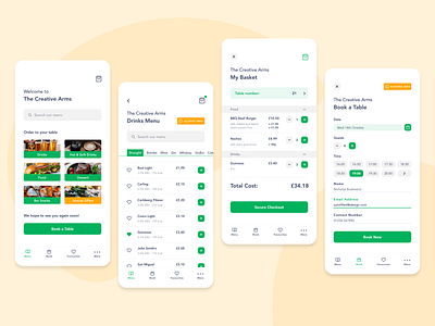 Table Service App Concept app design blocks booking booking app dashboard food app food ordering green icon logo order restaurant typography ui uiux ux web