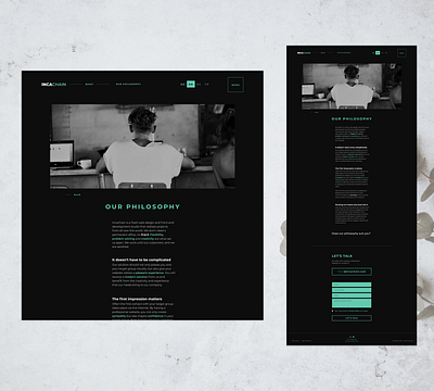 Incachain | Our Philosophy branding clean design concept css grid design figma landingpage minimalism responsive responsive design webdesign