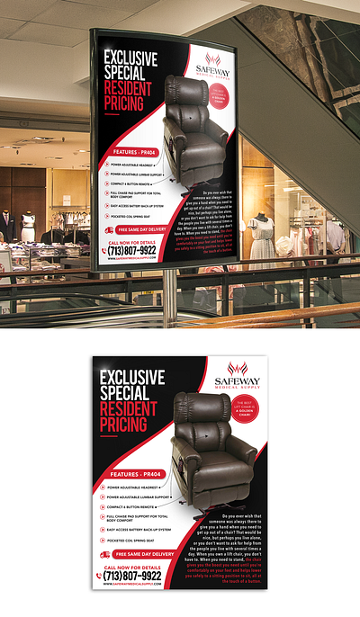 Poster Design for Safeway Medical Supply advertisement advertising branding chairs poster poster art poster design posters print design sales