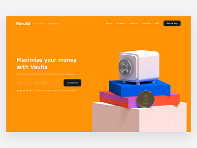 Vaults webpage 3d 3d animation 3d illustration 3d render animation cinema 4d clean desktop digitaldesign finance finance app fintech minimal savings vaults webdesign website