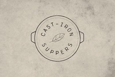 Cast Iron Suppers Logo badge branding food delivery logo vintage