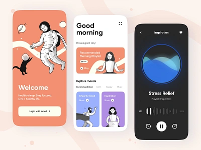 Meditation app - Mobile design app app design meditation meditation app mobile app mobile app design mobile design mobile ui sleep app spleep yoga yoga app zen