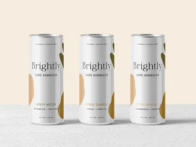 Brightly Hard Kombucha Beverage Can Design brand design brand designer brand identity branding can design can label can label design logo design logo design concept package design packaging packaging design typography
