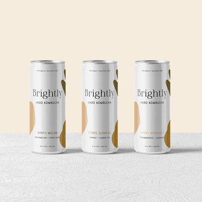 Brightly Hard Kombucha Beverage Can Design brand design brand designer brand identity branding can design can label can label design logo design logo design concept package design packaging packaging design typography