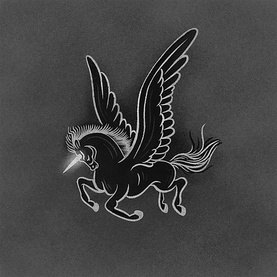 Peachtober - Horn black horse brush creatures digital fly horn horse illo illustration inktober inktober2020 mythical peachtober pegasus procreate texture unicorn wings