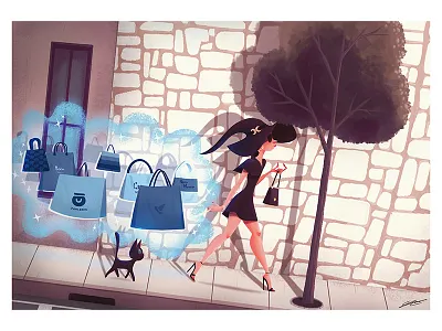 FASHION WITCH cat character character design dessin digital art digital illustration drawing fashion fashion illustration illustration illustration art shopping sorceress witch woman