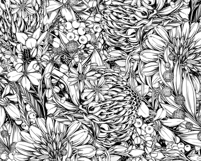 Tropical Monochrome Illustration black and white botanical botanical illustration branding illustration lettering nature packaging pattern surface design