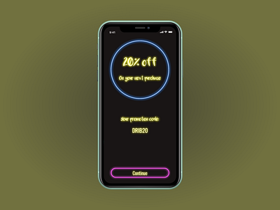 Daily UI challenge 061 adobe xd adobexd daily ui dailyui dark ui design mobile neon neon colors neon lights neon sign redeem redeem coupon ui ui challenge uidesign ux ux design uxdesign uxui