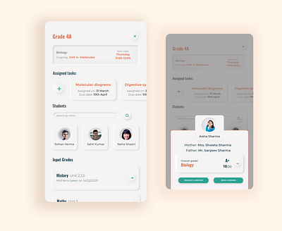 App UI: Parent Teacher communication design indian neumorph neumorphic neumorphism neumorphism ui student teacher white