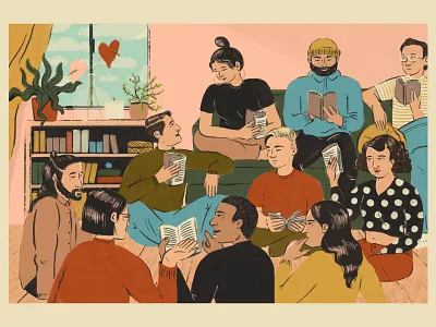 Queer Book Club book club books editorial friends illustration magazine queer book club queer lit reading