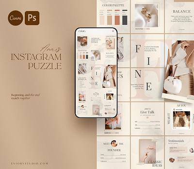 Puzzle Anais Instagram | PS CANVA blog blogger branding color design digital art fashion instagram instagram post instagram story template instagram template instagram templates minimal post posts social media social media pack social media template stories story