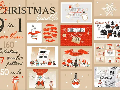 Big Christmas bundle art background big big christmas bundle christmas christmas bundle christmas card christmas flyer christmas party christmas tree clipart cozy design desing elements flowers illustration new year vector