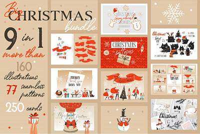 Big Christmas bundle art background big big christmas bundle christmas christmas bundle christmas card christmas flyer christmas party christmas tree clipart cozy design desing elements flowers illustration new year vector