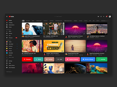 Youtube Home Refine - Dark dailyui dark dark mode dark ui refine ui youtube