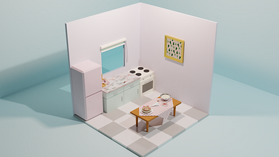 Low poly kitchen 3d 3d art 3d illustration art blender blender 3d blendercycles cycles render illustration isometric isometric art isometric design low poly low poly art