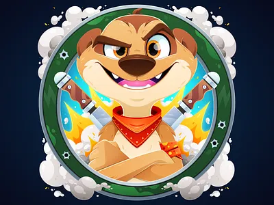Meerkat Misfit adventure art cartoon character character design cute design digital art drawing explosion fun game game design graphic design illustration illustrator logo meerkat ui vector
