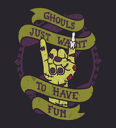 Ghouls Just Want To Have Fun autumn creepy fall ghouls halloween halloween design illustration rock fist spooky typography undead zombies